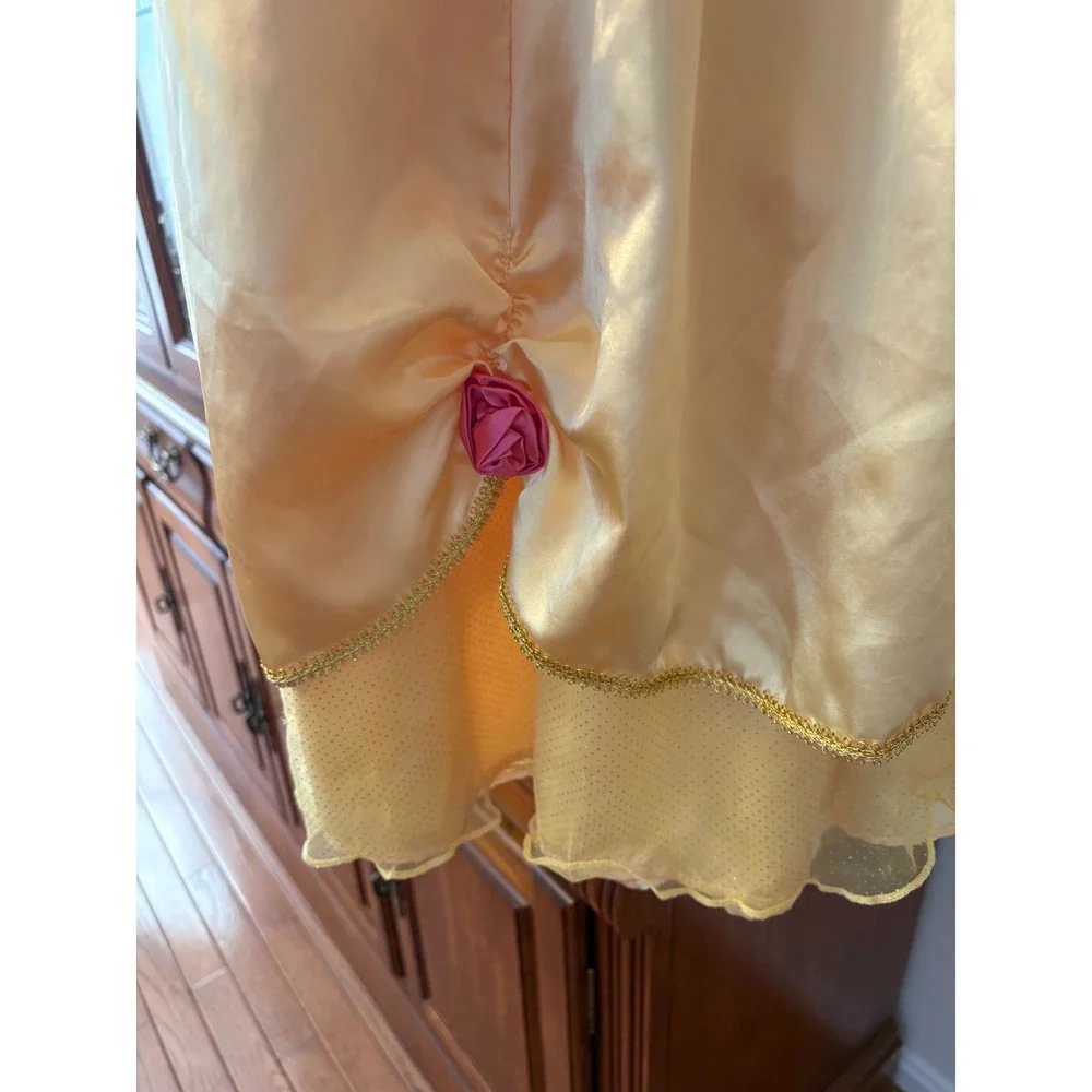 Disney Princess Belle Beauty and the Beast Costume Dress Gold Girls Size 9/10 - Picture 4 of 7